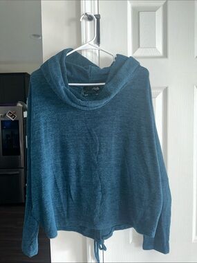 Ariella Teal Cowl-Neck Lightweight Women's Sweater